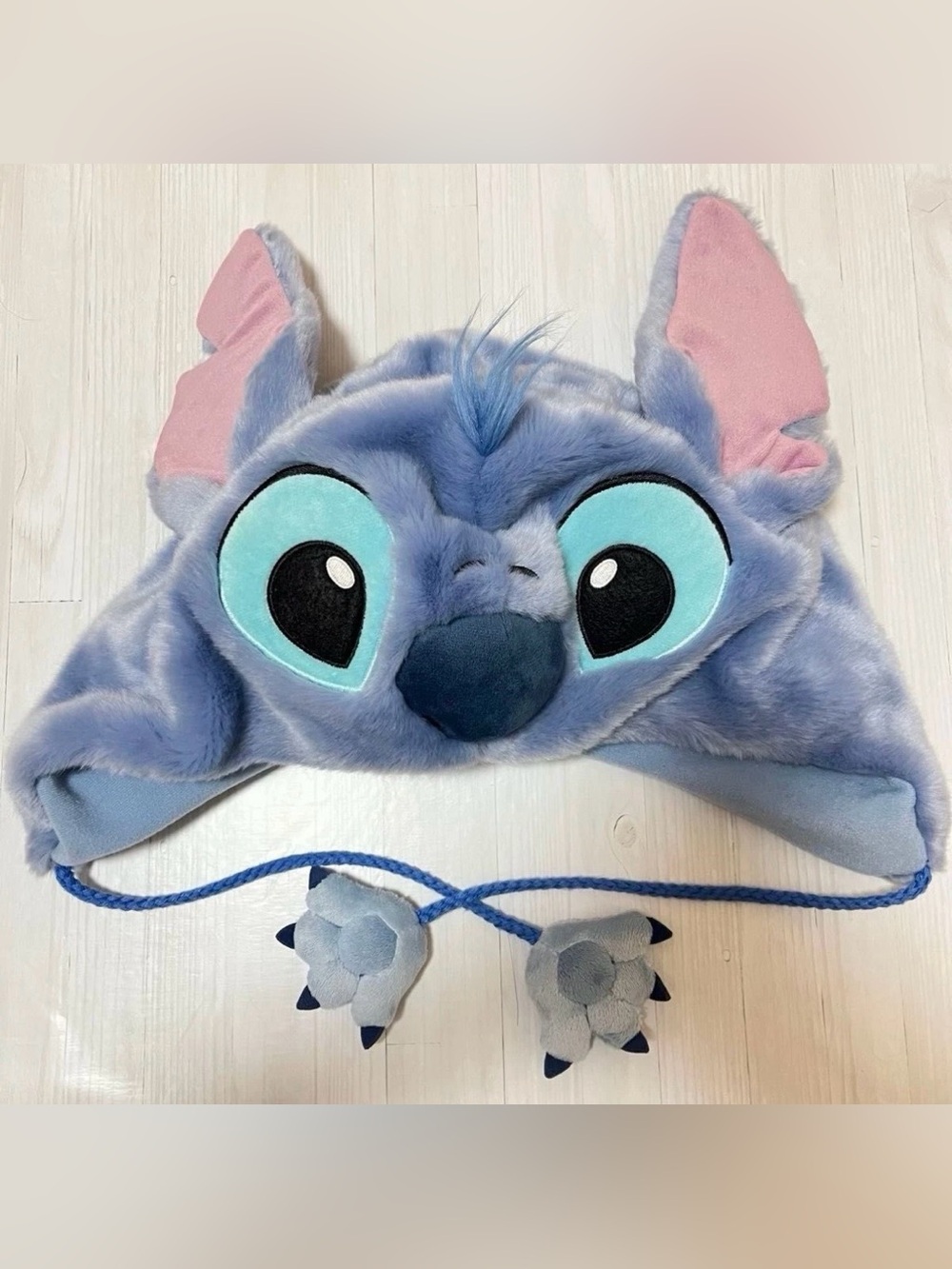 Disney Stitch Ears Hat Cap with Hanging Paws Plush